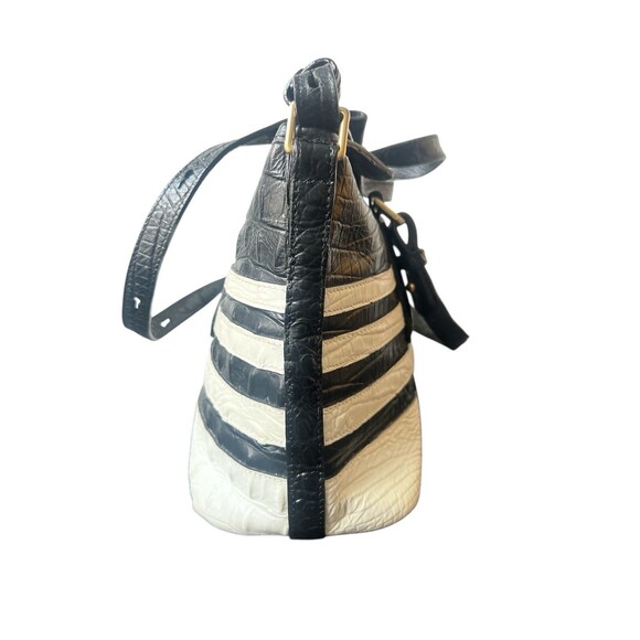 Brahmin Mini Asher Satchel Bag in Black & White Corsica - Picture 5 of 8